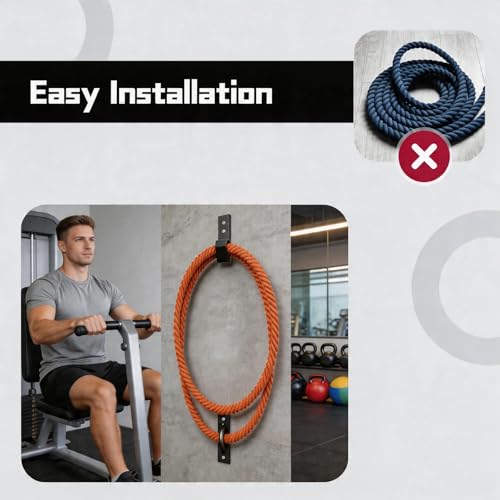Battle Rope Anchor, Resistance Band Wall Anchor, Heavy Duty Wall Mount Bracket for 20-60ft 1-2.5in Battle Ropes