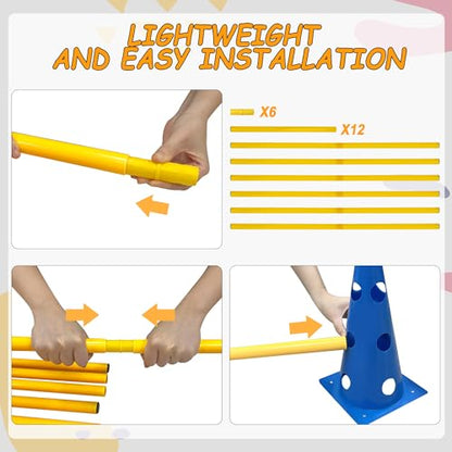 Dog Agility Hurdle Cone Set, Dog Agility Backyard Set Include Height cossbar Agility Rods, Dog Agility Equipment for Rehabilitation & Beginners(Blue+Orange) - color: Blue+Orange