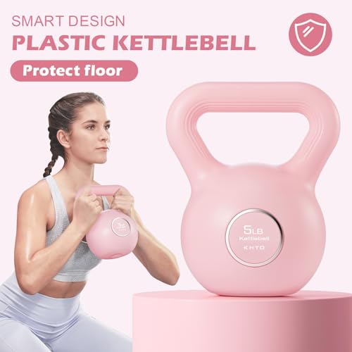 KHTO Kettlebells Fitness Exercise-Pink Strength Training Kettlebell Sets,Dumbbell Weights for Home Gym Equipment - style: 5LB