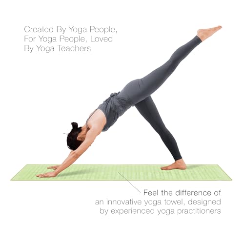 agoy Gecko Touch - Next-Gen Microfiber Yoga Towel - Double-Sided Silicone Non-Slip Grip – Ideal for Hot Yoga - Ultra Absorbent, Easy to Wash, Travel-Friendly - 30% Recycled Material - Free Wet Bag - color: Matcha Green