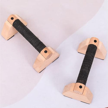 2 PCS Wooden Parallettes Bars, Wood Pushup Bars Non-Slip Base Exercise Home Workout Equipment, 20CM Supports Aerobics and Upper Body Strength Training for Men and Women