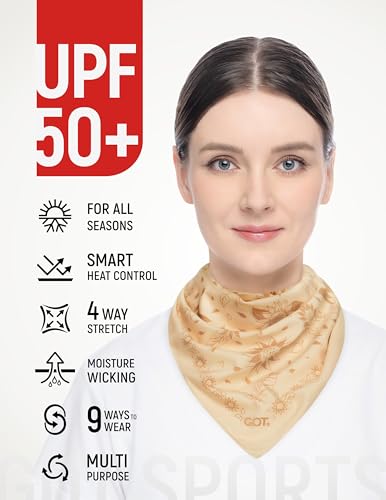 UPF 50+ Cooling Bandana for Men & Women - Thermoregulation, Moisture-Wicking, Sun Protection Bandana Neck Wraps - color: Mocha Sun Flower