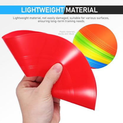 Toyvian Soccer Disc Cones for Training - 30 Multi-Color Agility Practice Cones with Mesh Bag 7.40 Inch Durable Pe Cones for Football Basketball Sports Drills