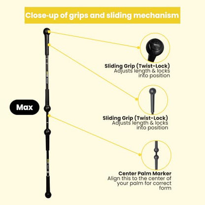 BendyBar Flexible Weighted Resistance Bar to Improve Joint Mobility, Core Strength & Balance, Adjustable Height - size: MAX
