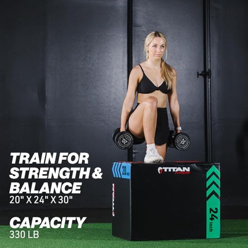 Titan Fitness Heavy Foam Plyometric Box - Pro-Duty HIIT Exercise Foam Plyo Step-Up, Box Squat, Home Garage Gym Training, Youth & Regular Sizes - style: 20 x 24 x 30 inch (Large Size)