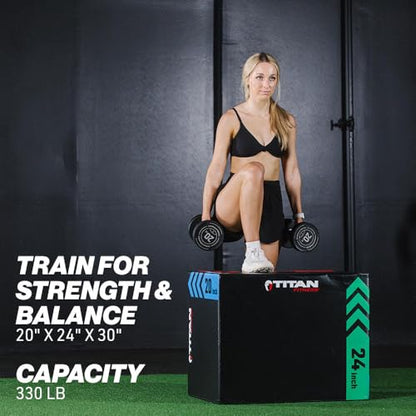 Titan Fitness Heavy Foam Plyometric Box - Pro-Duty HIIT Exercise Foam Plyo Step-Up, Box Squat, Home Garage Gym Training, Youth & Regular Sizes - style: 20 x 24 x 30 inch (Large Size)