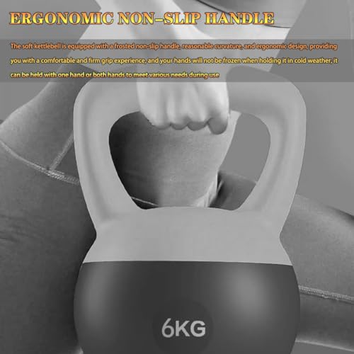 Kettlebell Weights Women's Fitness Shaping Soft Kettle Bells, Home Squat Dumbbell, Strength Training Equipment, No Damage to The Floor(Yellow-Grey,6kg)
