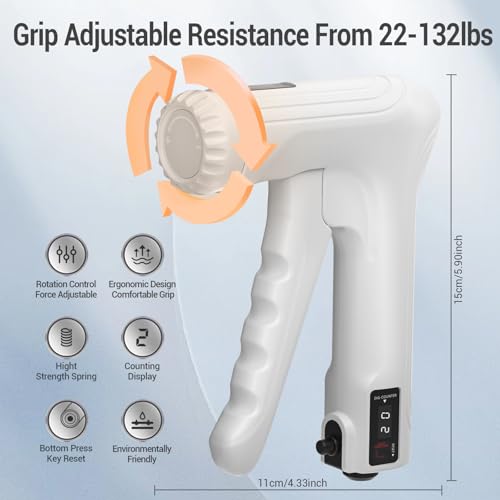 Hand Grips Strengthener, Forearm Strength Trainer- Adjustable Resistance 11-220Lbs Hand gripper with Counting,Finger Exerciser,Hand Extension Exerciser for Muscle Building and Injury Recover Combo Set