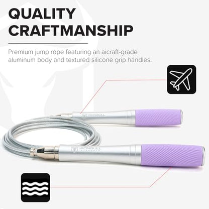 Jump Rope for Men & Women - Ultra-Fast, High Speed Jump Rope - Self-Locking Screw-Free Design with Aluminum Handles and Silicone Textured Grips - Precision Engineered for Maximum Performance - Skipping Rope for Workout Fitness, Cross Training & Home Exerc