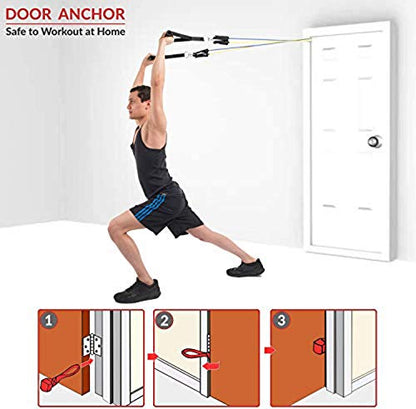 Resistance Bands Set,Exercise with 5 Fitness Tubes,4 Foam Handles,Ankle Straps, Door Anchor,Resistance Training,Physical Therapy,Home Workouts