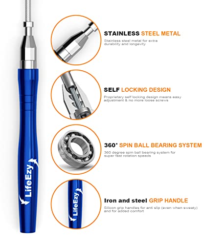Jump Rope, High Speed Weighted Jump Rope - Premium Quality Tangle-Free - Self-Locking Screw-Free Design - Jump Ropes for Fitness - Skipping Rope for Workout Fitness, Crossfit & Home Exercises - color: Blue