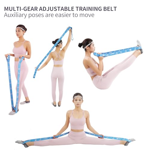 12 Loop Resistance Stretch Band, Numbered Flexibility Strap for Exercise, Physical Therapy, Yoga, Pilates, Dance, Gymnastics and Rehab Training, Adjustable Stretching for Splits, Ballet,Home Workouts - color: Blue