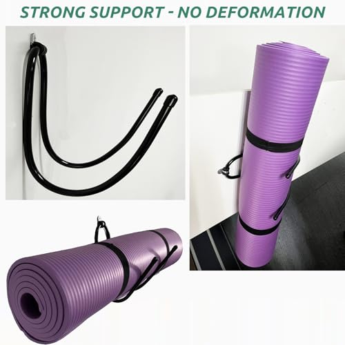 2 Pack Large Yoga Mat Holder Wall Mount Yoga Mat Storage Rack, Wall Shelf Organizer for Yoga Mat/Wheels, Foam Roller,Stretching Strap & Resistance Bands,Towel etcs, for Home Gym School Office
