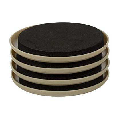 Duck Brand Plastic Carpet Furniture Sliders, 3.5 inch Width, Round, 4 Pack, Brown (284857) - size: 3-1/2 in. diameter / 4-pack, style: For Carpet