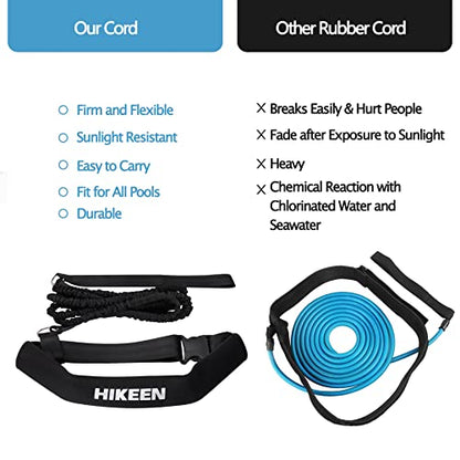 Hikeen Swimming Training Belt - 4M Tether for Swim in Place, Stationary Harness, Aquatic Resistance Belt