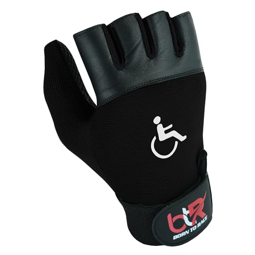 BTR Wheelchair Gloves for Men and Women | Mobility and Disability Gloves with Breathable, Lightweight Design, Non-Slip Grip, and Padded Palm Protection - color: All Black, size: X-Small