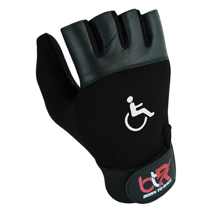BTR Wheelchair Gloves for Men and Women | Mobility and Disability Gloves with Breathable, Lightweight Design, Non-Slip Grip, and Padded Palm Protection - color: All Black, size: X-Small
