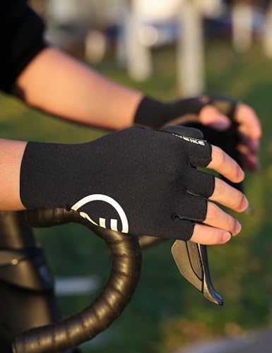 INBIKE Cycling Gloves for Men Women, Breathable Bike Gloves Lightweight Half Finger Biking Glove Mountain Road Bicycle - color: Black, size: Medium