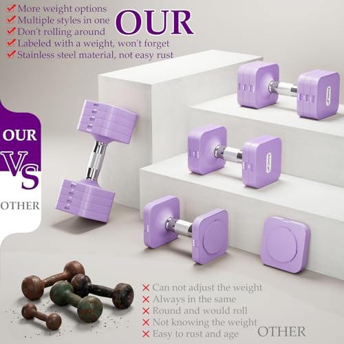 20LBS 40LBS 50LBS Dumbbells Adjustable Dumbbell Set of 2, Hand Weights for Women Men Free Weight Dumbbells Sets for Home Gym & Outdoor Exercise Workout Strength Training Equipments