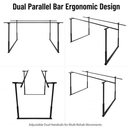 Physical Therapy Parallel Bars - 7FT/213cm Walking Assist Bars with Adjustable Height and Width, Home Gym Parallel Bars Workout Dip Stnads for Strength Training Fitness - color: Black