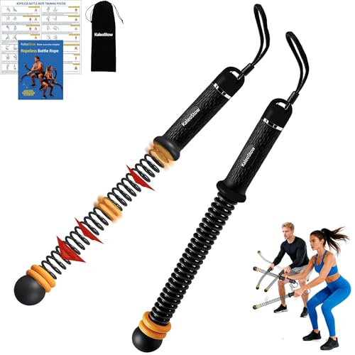 Adjustable Weighted Ropeless Battle Ropes, Portable Arm Exerciser Rope for Home Gym - HIIT, Power sports & High-Intensity Interval Training, Portable Workout Equipment for Men & Women - color: Black