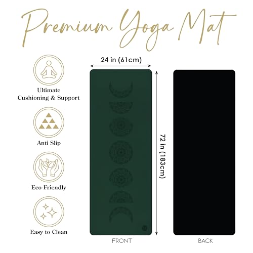 4.5mm Non Slip Yoga Mat with Strap, PU Top & Rubber Base Exercise Mat for Yoga, Pilates, Hot Yoga, Fitness, Stretching & Home Workout
