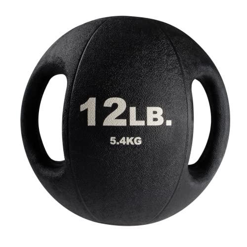 Body-Solid Exercise Medicine Balls, Heavy-Duty Non Slip Rubber Grip with Dual Handles Medicine Ball for Weights Training, Weightlifting & Core Workouts - size: 12 lbs.
