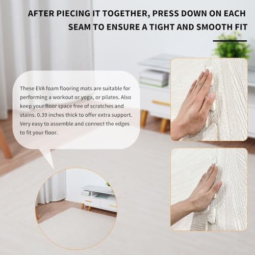 Wisfor Interlocking Foam Floor Tiles 23.6 X 23.6 Inch Puzzle Exercise Mats for Cushions for Workouts Protective Flooring Foam Mats (12 Packs)