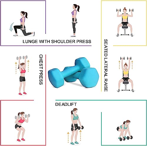 Balelinko Home Gym Equipment Workouts Strength Training Weight Loss Pilates Weights Yoga Sets Weights for Women, Men, Seniors and Youth, 15LB Blue, Pair
