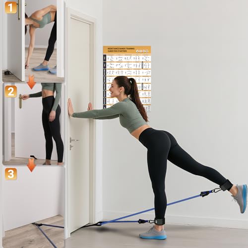 READAEER Resistance Bands, 10-150 LBS Exercise Bands with Handles, Ankle Straps & Door Anchor, Adjustable Workout Bands for Full Body Strength Training, Home, Gym & Travel - size: 25-300LBS