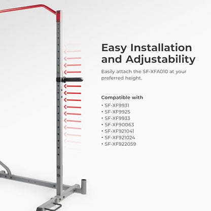 Sunny Health & Fitness Power Cage Squat Rack Upgrade Attachments, Dip Bar, Plate Bar Holder, Belt Squat, J Hook, Lat, Adapter, U Ring, Pull Up Bar, Landmine, Captain's Chair, Tricep Rope For Home Gym - style: Plate Holder