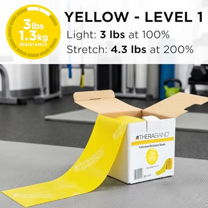 THERABAND Resistance Band, Yellow, Light, 50-Yard Roll, Elastic Band for Strength Training, Stretching, Yoga, Pilates, Physical Therapy, Portable & Cut-to-Length, Color-Coded Levels