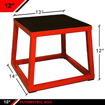 JFIT Plyometric Boxes - Made in Taiwan NO Assembly Required Single - Height Box Set and Adjustable Box Options Plyometric Platform and Jumping Agility Box for Training Conditioning Strength Training - style: 12" Height (Single Plyo Box)