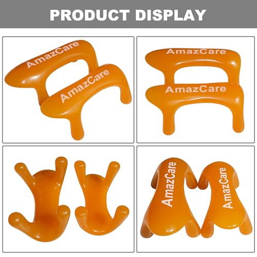2-Pack Trigger Point Massage Tool for Full Body, Handheld 4-Leg Pressure Point Massager for Muscle Knots Deep Tissue Myofascial Release Pain Relief Rehab, 1 Large and 1 Small, Yellow
