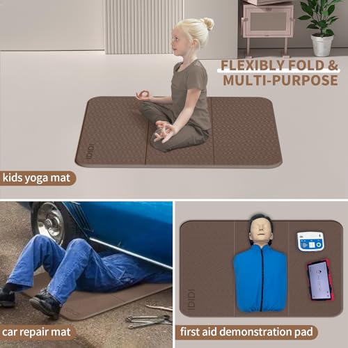 Foldable Exercise Pad for Gym or Home Use, (1.2" x 14"x 24"）Extra Thick and Wide Multi-Functional Knee Pad Cushion & Push Up Mat for Man Woman Kids, Non-Toxic POE Kids Yoga Mat, Lightweight Elbow Cushion for Yoga, Pilates