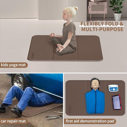 Foldable Exercise Pad for Gym or Home Use, (1.2" x 14"x 24"）Extra Thick and Wide Multi-Functional Knee Pad Cushion & Push Up Mat for Man Woman Kids, Non-Toxic POE Kids Yoga Mat, Lightweight Elbow Cushion for Yoga, Pilates