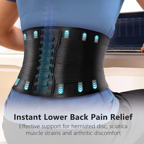 Comforband Copper-Infused Back Support Brace – Lightweight, Breathable Lumbar Belt with 6 Flexible Nylon Stays and Dual Adjustable Straps for Lower Back Pain Relief, Muscle Spasms, Strains, Arthritis, and Sciatica – Suitable for Men and Women (L/XL) - si