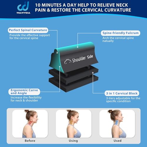 Neck and Shoulder Relaxer, Neck Stretcher Chiropractic Pillows for Pain Relief, Cervical Traction Device for Cervical Spine Alignment，FSA HSA Eligible