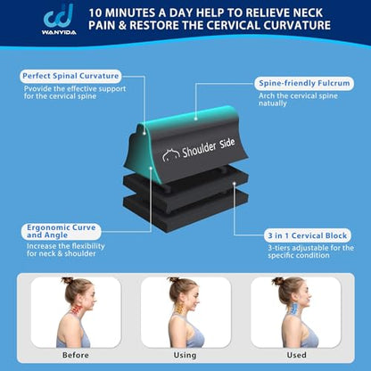 Neck and Shoulder Relaxer, Neck Stretcher Chiropractic Pillows for Pain Relief, Cervical Traction Device for Cervical Spine Alignment，FSA HSA Eligible