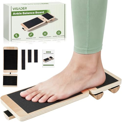 Ankle Balance Board & Sidekick Axis Board, 11.4" Portable | Ankle Strengthener & Trainer, Adjustable Foot Strengthener, Mobility, Stability & Sports Recovery, Durable Birch Wood