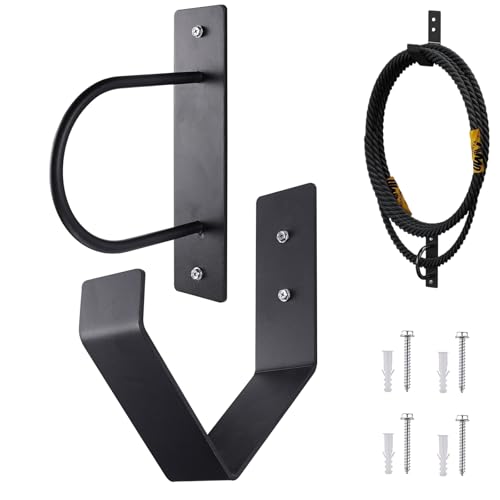 Battle Rope Wall Mount Kit - Home Gym, Garage & Studio Heavy Duty Steel Anchor + Storage Hook for 30-50ft Ropes (1"-2.5")"