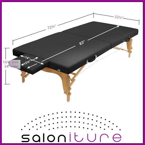 Saloniture Portable Physical Therapy Massage Table - Low to Ground Stretching Treatment Mat Platform - Black