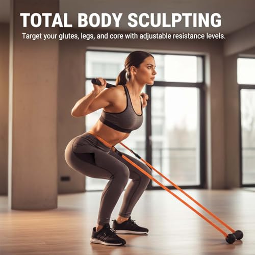 SakerPlus Pilates Bar Kit with Resistance Bands, Heavy Duty Pilates Equipment with Up to 270LBS Resistance, Portable Home Gym Workout Kit for Legs, Hips, Back, Arms, Abs, Chest & Shoulders