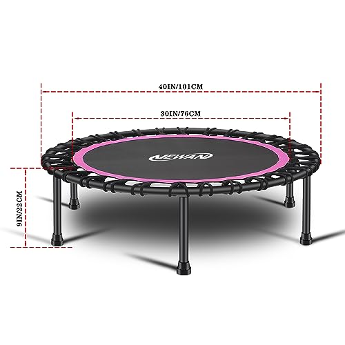 Newan 40"-48" Silent Mini Trampoline Fitness Trampoline Bungee Rebounder Jumping Cardio Trainer Workout for Adults-Max Limit 330lbs