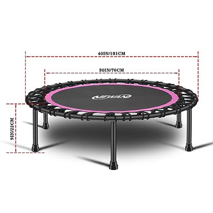 Newan 40"-48" Silent Mini Trampoline Fitness Trampoline Bungee Rebounder Jumping Cardio Trainer Workout for Adults-Max Limit 330lbs