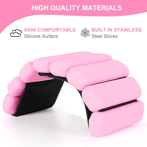 Wrist Weights Set of 2, Wearable Arm & Leg Weights for Women & Men, Adjustable Wrist Ankle Weights for Walking, Yoga, Swimming, Gym, 2lb - color: Pink1