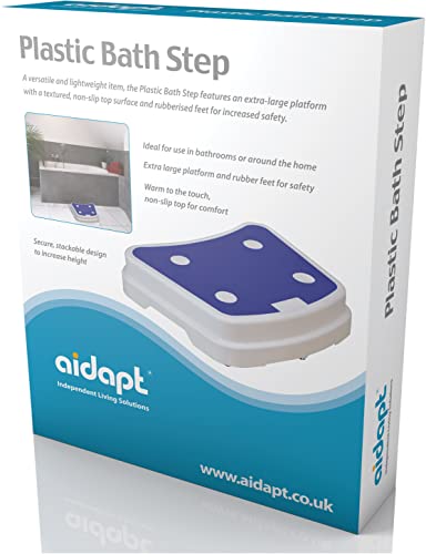 Aidapt Free Standing Slip Resistant Bath, Household and Safety Step Platform Aid, White, 1 Count (Pack of 1)