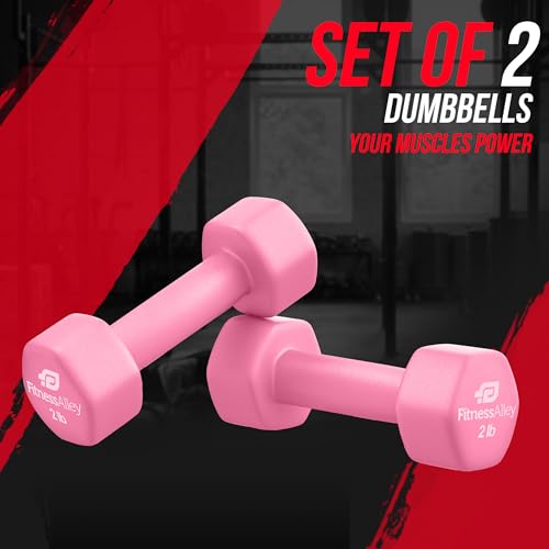 Neoprene Coated Workout Dumbbells set of 2 – Anti Roll, Non Slip with Smooth Grip Fitness & Exercise Dumbbells – Hexagon Shaped Hand Weights for Women & Men – Best Choice for Gyms & home use - color: 02lb - Light Pink