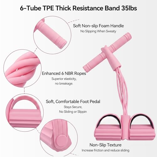 6 Tube Foot Resistance Bands with Handles, Workout Resistance Bands for Arms & Legs, Fitness Stretch Bands for Women Exercise & Yoga Full Body Workout