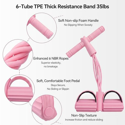 6 Tube Foot Resistance Bands with Handles, Workout Resistance Bands for Arms & Legs, Fitness Stretch Bands for Women Exercise & Yoga Full Body Workout